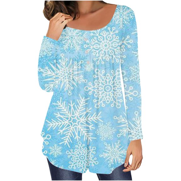 Qepwsc Long Tunics Shirts Wear with Leggings Long Sleeve Graphic TShirt Cute Print Basic Blouse Tees Top Sweatshirt Gifts Pullover Top 2025 Going Out Tops Fall Holiday Outfits Loose Fits