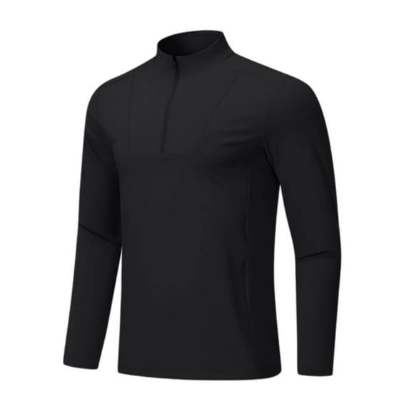 Qepwsc Men's 1/4 Zip Pullover Long Sleeve, Sun Protection Shirts, Stand Collar Active Golf Shirt Lightweight Tops for Running Fishing Sprort
