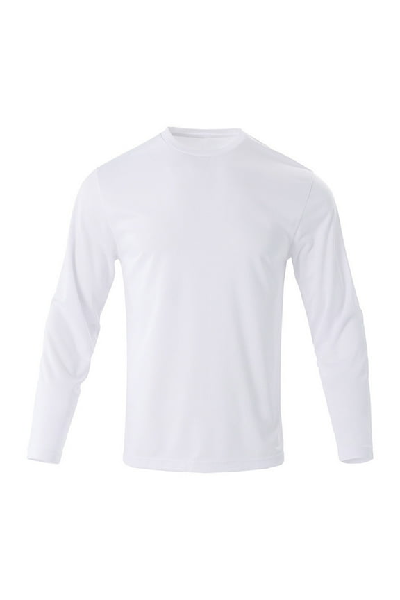 Men's Quickly Dry Fits Long Sleeve T Shirts, Lightweight Athletic Performance Tops Solid Crew Neck T-Shirt Workout Outdoor Basic Shirts