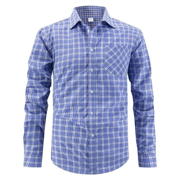 Qepwsc Mens Button Up Shirts Stretch Plaid Print Business Warm Casual Shirt Basic Tees Long Sleeve Shirts Classics Fits for Men