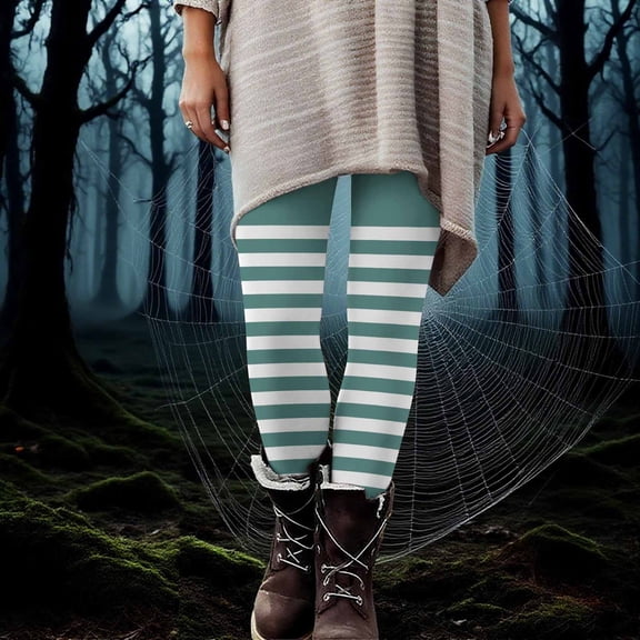 Qepwsc Printed Leggings for Women Halloween Graphic Cute High Waisted Workout Gym Running Exercise Yoga Pants Comfortable Pants Capris Length and Biker Athletic Loungewear Pants