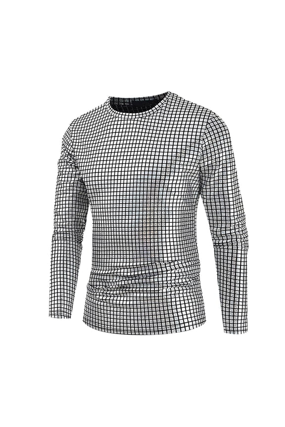 Shirts for Men Discoes Dress Shirt Long Sleeve Nightclub Shirts Classic Casual OutdoorMetallics Gothic Shiny Button Down Shirt