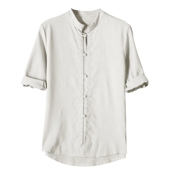 Qepwsc Short Sleeve Shirts for Men Solid Button Crew Neck T-Shirt Casual Hiking Running Lightweights Outdoor Basic Tee Shirts Plus Size XL_XXXXXL