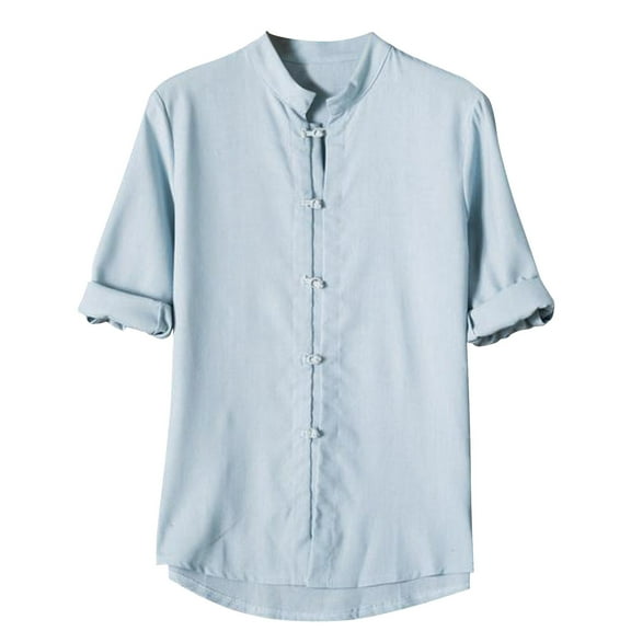 Qepwsc Short Sleeve Shirts for Men Solid Button Crew Neck T-Shirt Casual Hiking Running Lightweights Outdoor Basic Tee Shirts Plus Size XL_XXXXXL