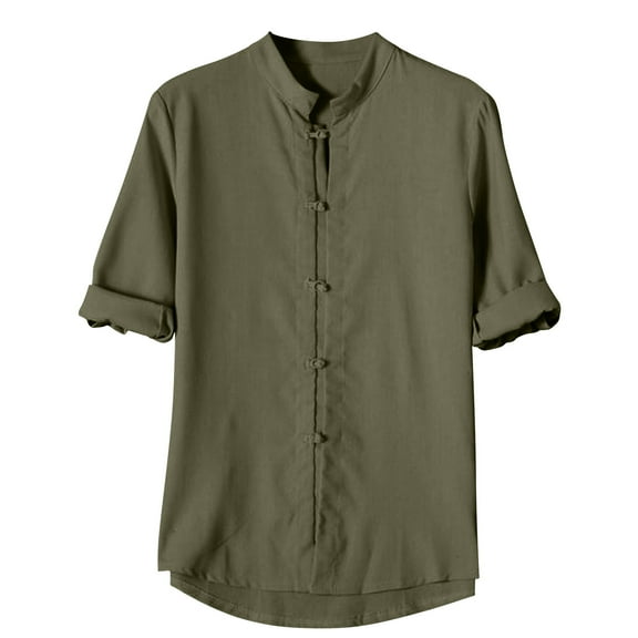 Qepwsc Short Sleeve Shirts for Men Solid Button Crew Neck T-Shirt Casual Hiking Running Lightweights Outdoor Basic Tee Shirts Plus Size XL_XXXXXL