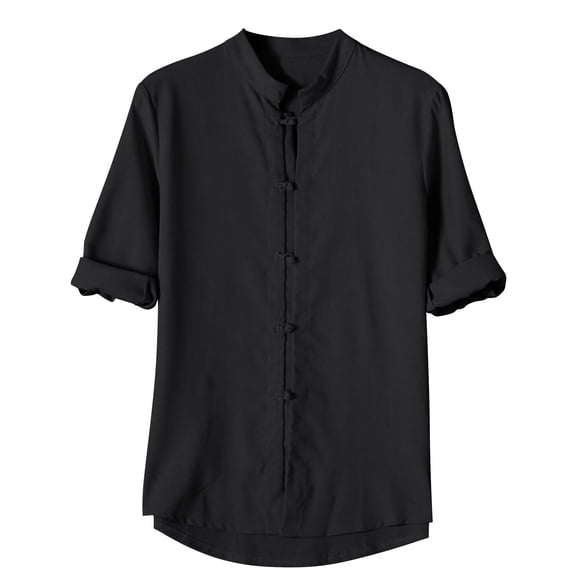 Qepwsc Short Sleeve Shirts for Men Solid Button Crew Neck T-Shirt Casual Hiking Running Lightweights Outdoor Basic Tee Shirts Plus Size XL_XXXXXL