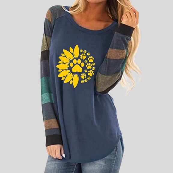 Qepwsc Women's Long Sleeve Crew Neck Pullover 2025 Fall Outfits Tshirts for Women Graphic Basic Tees Ladies Tops Trendy Clothes