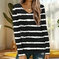 thumbnail image 1 of Qepwsc Women's Tops Casual Shirts Long Sleeve Tops Beach Tunic Shirts Stripe Print Spring Fall Top Basic Tees Going Out Top Graphic Tees Blouses Tops Shirts Loose Fits S_ XXXL, 1 of 5
