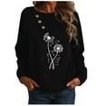 thumbnail image 1 of Qepwsc Womens Oversized T Shirts Button Long Sleeve Crewneck Basic Tee Tops Floral Print Casual Fashion Graphic Clothes Ladies Pullover Shirts Tops Loose Fits, 1 of 5