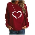 thumbnail image 1 of Qepwsc Womens Oversized T Shirts Button Long Sleeve Crewneck Basic Tee Tops Heart Print Casual Fashion Graphic Clothes Ladies Pullover Shirts Tops Loose Fits, 1 of 5