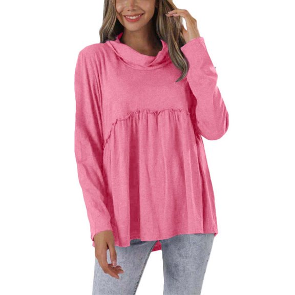 Qepwsc Womens Shirts Long Sleeve Basic Tee Casual Fall Tops Fashion Casual Clothes Ladies Pullover Shirts Tops Loose Fits