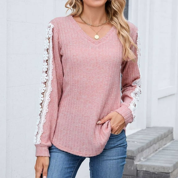 Qepwsc Womens Shirts Long Sleeve Cutout Tshirts V Neck Shirts Basic Tees Shirts Casual Dressy Blouses Tops Shirts Going Out Top Ladies Fall Sweatshirt Loose Fitting