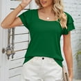 thumbnail image 1 of Qepwsc Womens Squar Neck T Shirts Ruffled Short Sleeve Solid Casual Tops Ladies Blouss Sweatshirt Going Out Tops Cute Blouses Loose Fits Fashion Clothes 2025 Tees S-XXL, 1 of 3
