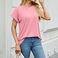 thumbnail image 1 of Qepwsc Womens T Shirts Short Sleeve Solid Casual Crew Neck Tops Ladies Blouss Sweatshirt Going Out Tops Cute Blouses Loose Fits Fashion Clothes 2025 Tees S-XXL, 1 of 8