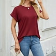 thumbnail image 1 of Qepwsc Womens T Shirts Short Sleeve Solid Casual Crew Neck Tops Ladies Blouss Sweatshirt Going Out Tops Cute Blouses Loose Fits Fashion Clothes 2025 Tees S-XXL, 1 of 8
