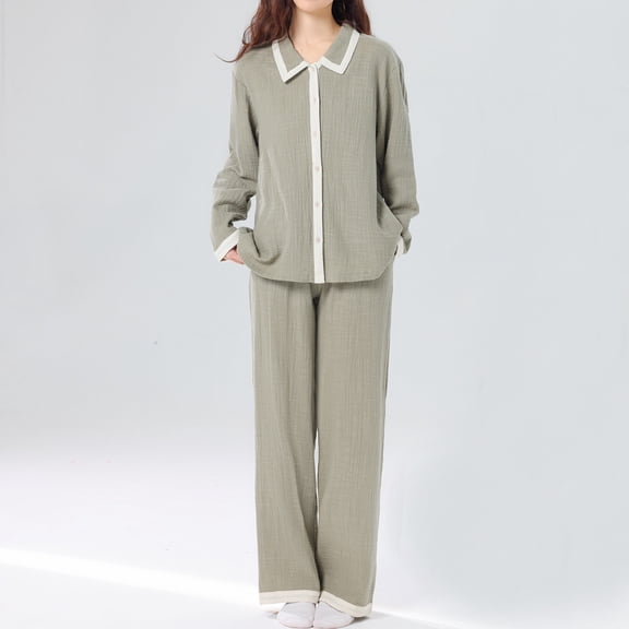 Qepwscx 2PC Pajamas Sets for Women Elastic Waist Pants   Crew Neck Button Up Short Sleeve Shirt Sleepwear Blouse Tops Pjs Graphic Pajama Sets Going Out Outfits Pajama Loungewear Plus Size L-5X