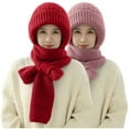 thumbnail image 1 of Qepwscx 2pc Women One Pieces Slouchy Fleece Beanie Hats Scarf Mask Warm Winter Knitted Hat Thick Skull Ski Cap ,Ski Mask,Windproof Hooded Scarf Cold Weather Hat Neck Warmer Face Cover Hat Cap Scarf, 1 of 8