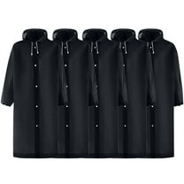 Qepwscx 5pc Rain Ponchos for Men Women Adults Unisex Hooded Zipper Raincoat Waterproof Reusable Hiking Rain Coat with Pockets