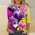 thumbnail image 1 of Qepwscx Basic 3/4 Long Sleeve Shirts For Women Valentine'S Day Crew Neck Sweatshirts Love Heart Printed Blouses For Women Dressy Casual Ladies Tops And Blouses Pullover Sweatshirt Graphic Tops, 1 of 5