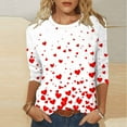 thumbnail image 1 of Qepwscx Basic 3/4 Long Sleeve Shirts For Women Valentine'S Day Crew Neck Sweatshirts Love Heart Printed Blouses For Women Dressy Casual Ladies Tops And Blouses Pullover Sweatshirt Graphic Tops, 1 of 5