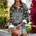 thumbnail image 1 of Qepwscx Casual Womens Long Sleeve Button Up Tops Floral Print Collar Neck Shirts Going Out Tops Floral Graphic T-Shirts Blouses Fall Spring Sweatshirt Basic Tees Loose Fits for Women, 1 of 6