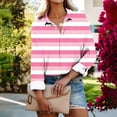 thumbnail image 1 of Qepwscx Casual Womens Long Sleeve Button Up Tops Stripe Print Collar Neck Shirts Going Out Tops T-Shirts Blouses Fall Spring Sweatshirt Basic Tees Loose Fits for Women, 1 of 6
