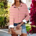 thumbnail image 1 of Qepwscx Casual Womens Long Sleeve Button Up Tops Stripe Print Collar Neck Shirts Going Out Tops T-Shirts Blouses Fall Spring Sweatshirt Basic Tees Loose Fits for Women, 1 of 6
