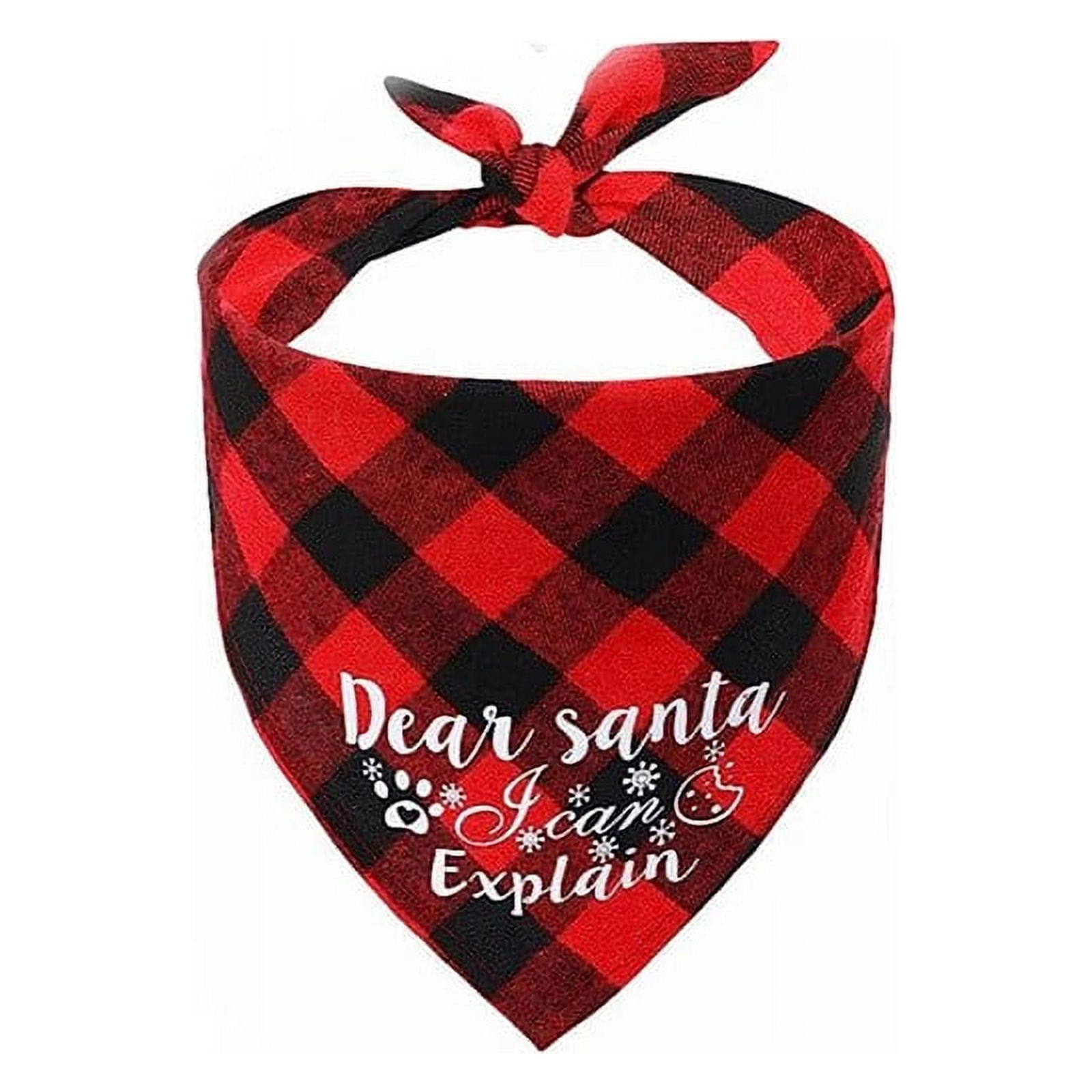 Qepwscx Christmas Dog Bandanas Christmas Plaid Dog Scarf for Boy and