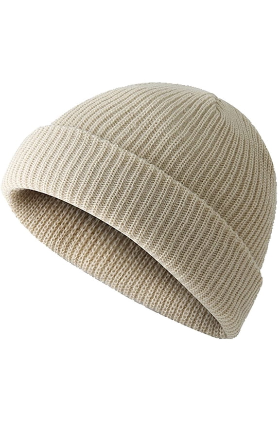 Chunky Short Fisherman Beanie Hats for Men Women Hat Trawler Slouchy Skull Cap Knit Cuffed Beanies Winter Warm Watch Cap Mens Thick Skater Streetwear Fishermans Beanie Daily Hat