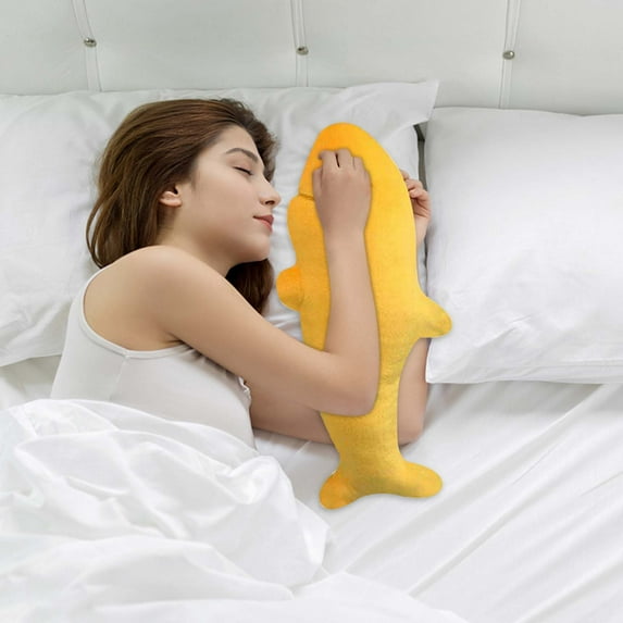 Qepwscx Fish Velvet Pillows 14 inch Gold Soft Fish Shaped Pillows for Birthday Gifts,Theme Party Decorations Cute Pillows Decorative for Bed Sofa Clearance
