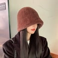 thumbnail image 1 of Qepwscx Fuzzy Bucket Hat for Women Plushes Bucket Cap Warm Fisherman Cozy Cap Wide Brims Bucket Cap Sports Caps Fleece Hat for Adults Winter Outdoor Activities, 1 of 7