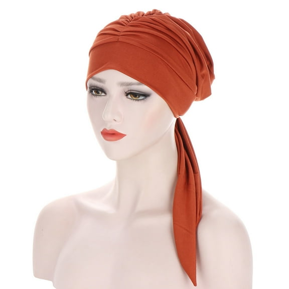 Qepwscx Headscarves for Women Pre Tied Solid Sliper On Caps Headwears Turban Headwrap Knot Pleated Chemo Headwears for Women