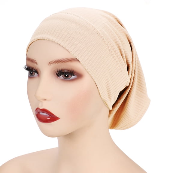 Qepwscx Headscarves for Women Pre Tied Solid Sliper On Caps Headwears Turban Headwrap Knot Pleated Chemo Headwears for Women