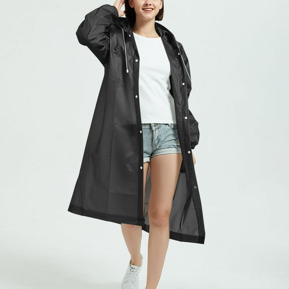 Qepwscx Hooded Rain Ponchoes Waterproof Raincoat Jacket for Women Men