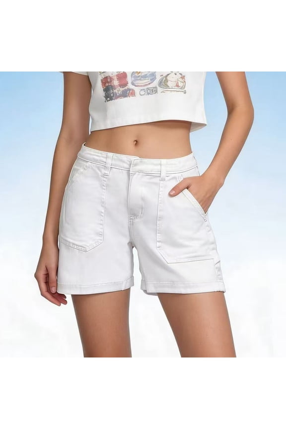 Jean Shorts For Women Elastic Waist Shorts Stretch Modern Jean Shorts Summer Jorts Shorts with Pocket Women Loungewear Hot Short Pants S