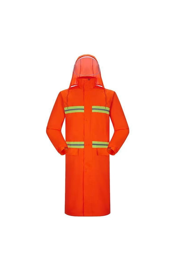 Long Hooded Raincoat Safety PVC Waterproof Emergency Rain Jacket Poncho for Men Women Adults XL_XXXXL