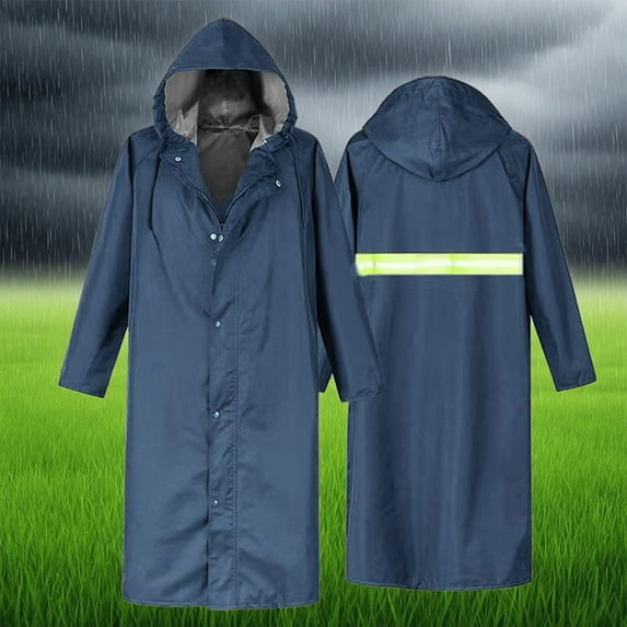 Qepwscx Long Hooded Raincoat Safety PVC Waterproof Emergency Rain Jacket Poncho for Men Women Adults XL_XXXXL