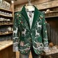 thumbnail image 1 of Qepwscx Men Xmas Jacket Ugly Christma Suits Long Sleeve Red Novelted Pixel Reindeer Button Blazer Two Button Wedding Office Sport Coat Business Prom Plus Size Blazer S-4X, 1 of 7