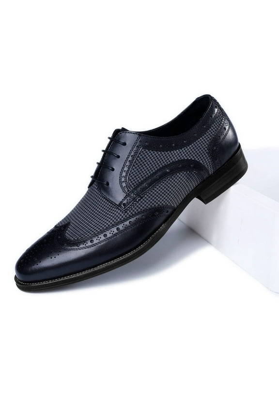 Men's Dress Shoes, Mens Oxfords Shoes, Leather Stylish Lace-up Wingtip Brogues, Business Casual Formal Shoe Retroes Business Classic Dress Shoes for Men