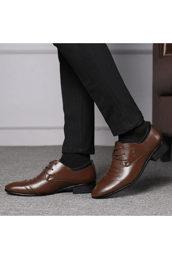 Mens Dress Shoes Business Lace Up Tuxedo Shoes Leather Pointed Toe Shoes for Men Loafers Boats Driving Shoes Classic Oxfords Mens Work Office Formal Shoes Comfortable Dress Shoes