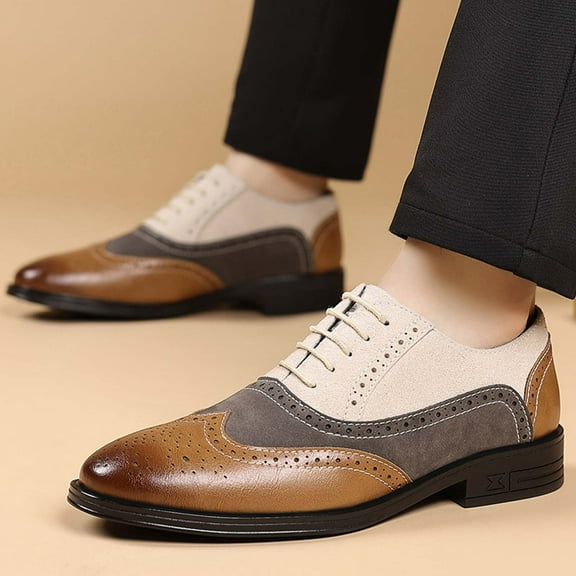 Qepwscx Mens Dress Shoes | Leather Shoes for Men | Loafers Boats Dress Driving Classic Wingtip Oxfords for Men | Tuxedo Shoes | Ironhide Black for Business and Wedding Slip On Loafers