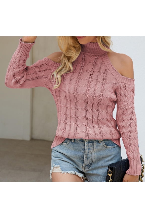 Qepwscx Mock Neck Tops for Women Cold Shoulder Long Short Sleeve Ribbed Knit Tight Stretchy Dressy Casual T-Shirts