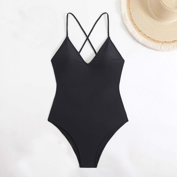 Qepwscx One Piece Swimsuit Women Women Oversized Sleeveless Solid Color Swimsuits Bikini Set With Neck Hanging V-neck Sleeveless Swimwear Clearance