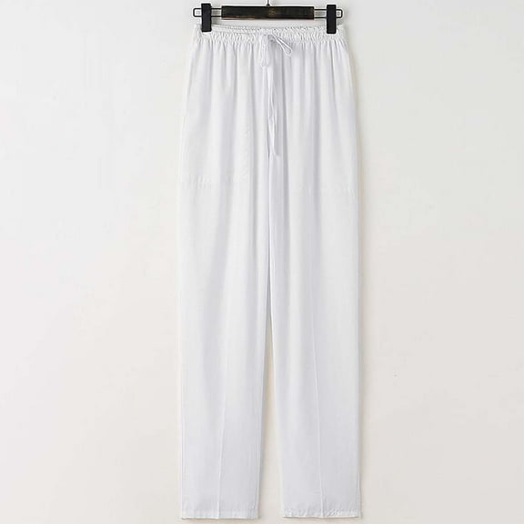 Qepwscx Plus Size Mens Pants Light Loose Elastic Waist Drawstring Wide Leg Pants Casual Beach Yoga Trousers Summer Outdoor Lightweight Pants for Men Relaxing Fits M-XXXXXL