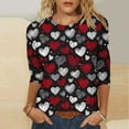 thumbnail image 1 of Qepwscx Plus Size Shirts For Women 3/4 Long Sleeve Valentine'S Day Crewneck Sweatshirt Love Heart Printed Blouses Plus-Size Fall Top Pullover Sweatshirts Graphic Tops & T-Shirts Party Tops, 1 of 5