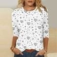 thumbnail image 1 of Qepwscx Plus Size Shirts For Women 3/4 Long Sleeve Valentine'S Day Crewneck Sweatshirt Love Heart Printed Blouses Plus-Size Fall Top Pullover Sweatshirts Graphic Tops & T-Shirts Party Tops, 1 of 5