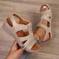 thumbnail image 1 of Qepwscx Summer Sandals For Women Cute Ankle Strap Walking Shoes Mid Wedge Heel Thick-Soled Open Toe Beach Sandals For Women Platform Slide Beach Vacation Sandals, 1 of 9