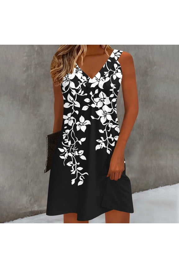 Tank Dresses For Women Summer Dresses Crew V Mini Dress Floral Print Sun Dresses Women Vacation Beach Dresses