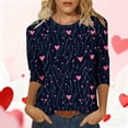 thumbnail image 1 of Qepwscx Tshirts Shirts For Women 3/4 Long Sleeve Valentine'S Day Crew Neck Sweatshirts Love Heart Printed Womens Blouses Going Out Tops Pullover Sweatshirts Spring Fall Graphic T-Shirt Festival, 1 of 5