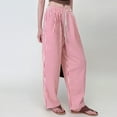 thumbnail image 1 of Qepwscx Wide Leg Dress Pants for Women Cottons Casual Drawstring Elastic Waist Comfy Work Pants Lightweight Baggy Lounge Pants Trousers with Pocket, 1 of 6